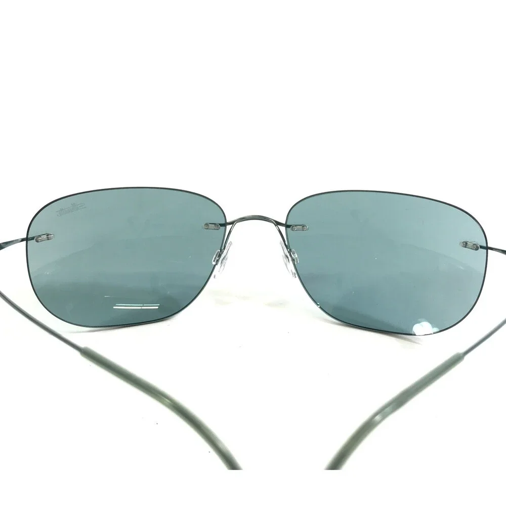 Silhouette Sunglasses M8571 /45 6075 Blue Rimless Frames with Light Blue Lenses
